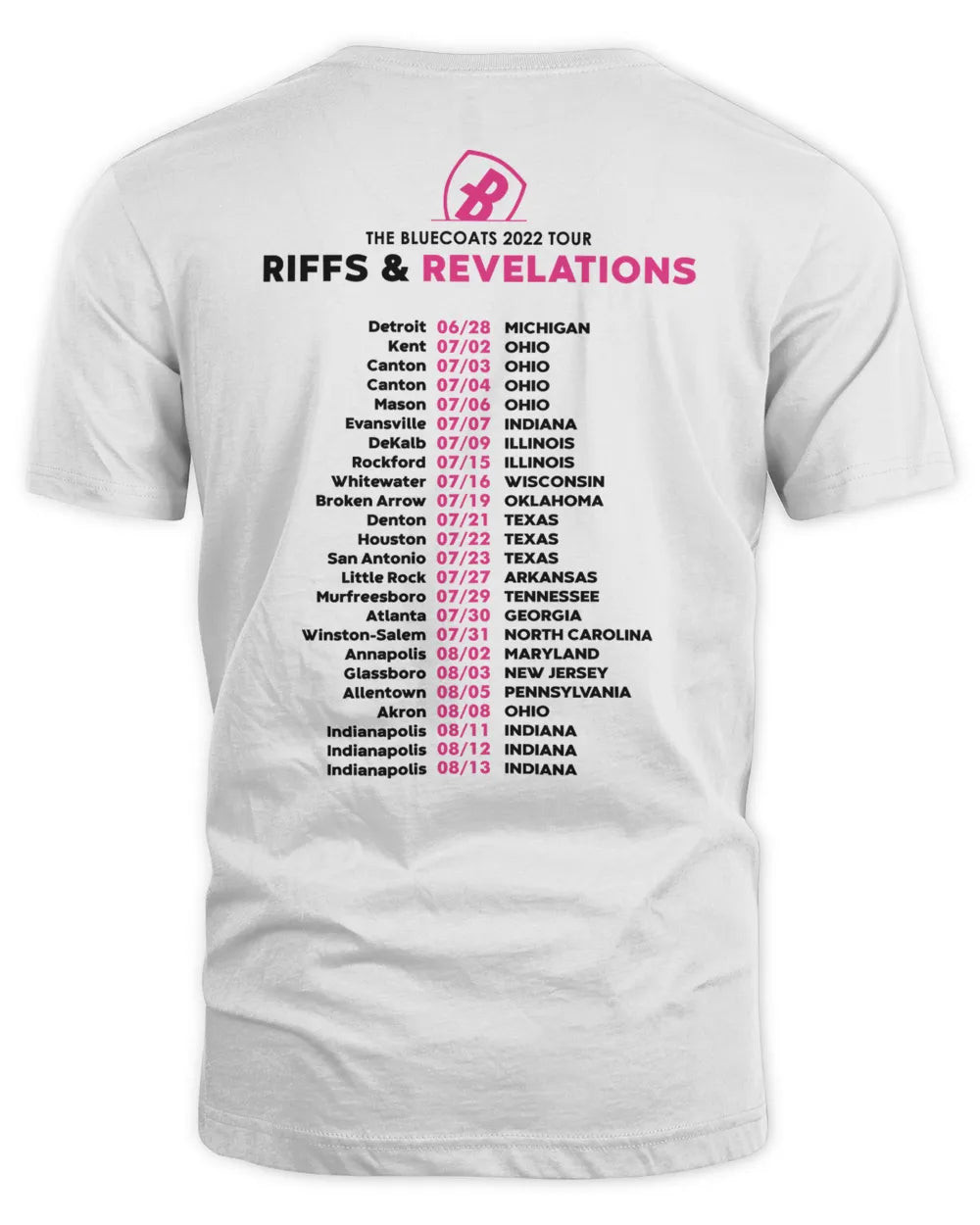 Bluecoats Merch Riffs & Revelations Tour Shirt