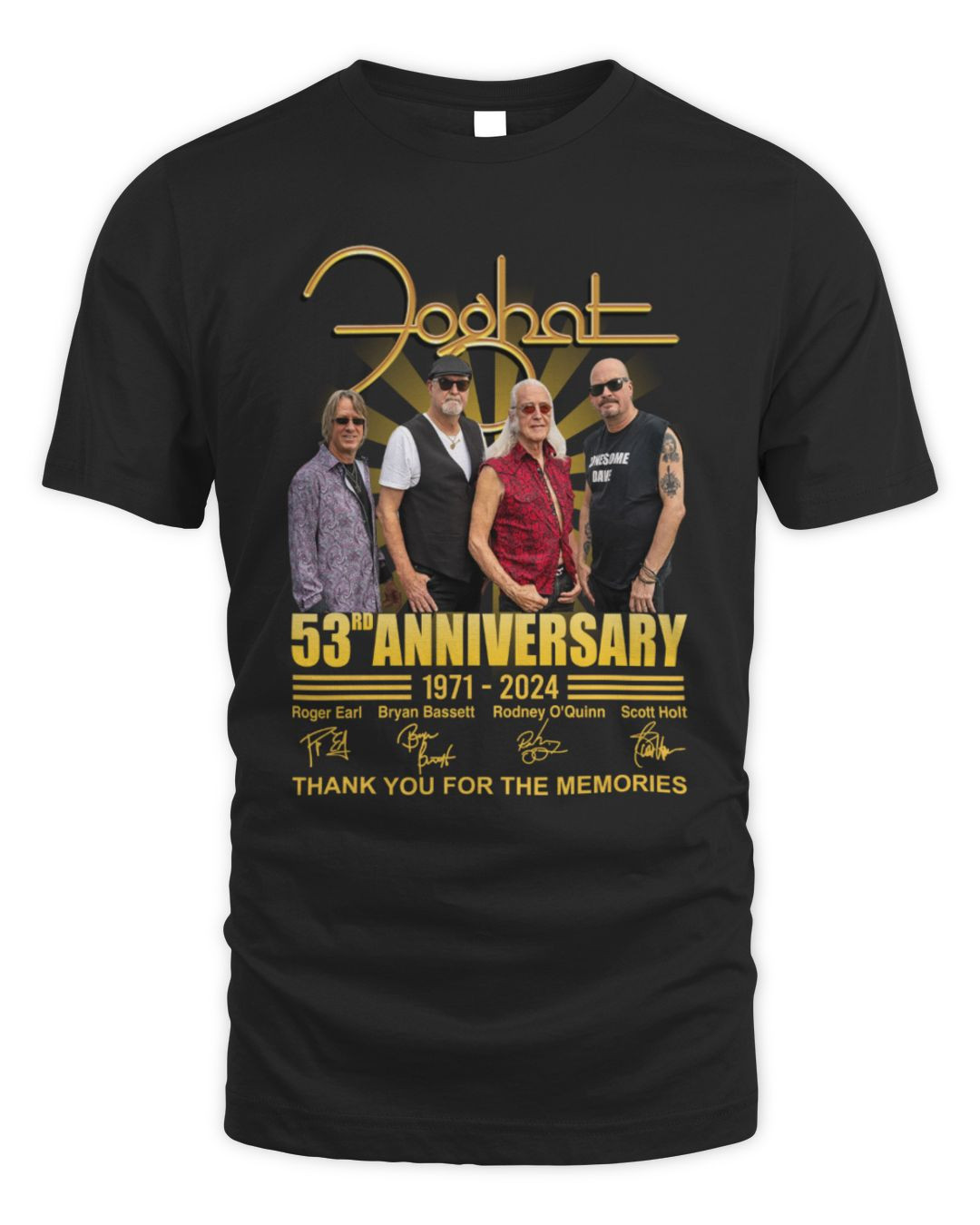 Official Foghat 53rd Anniversary 1971-2024 Thank You For The Memories T Shirt