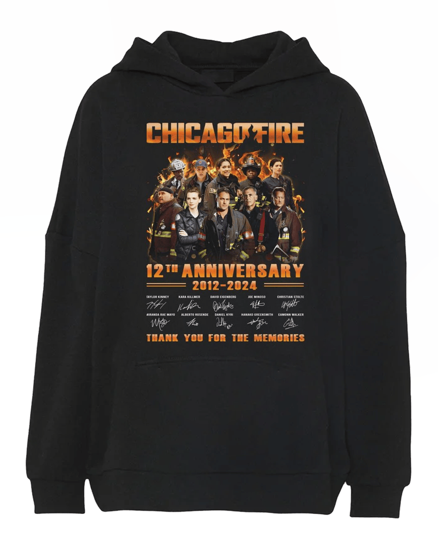 New Chicago Fire 12th Anniversary 2012-2024 Thank You For The Memories Signature Hoodie