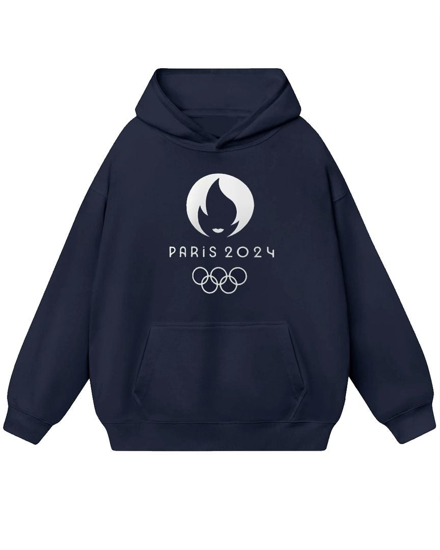 New Official Paris 2024 Olympics Pop Out Logo Graphic Hoodie