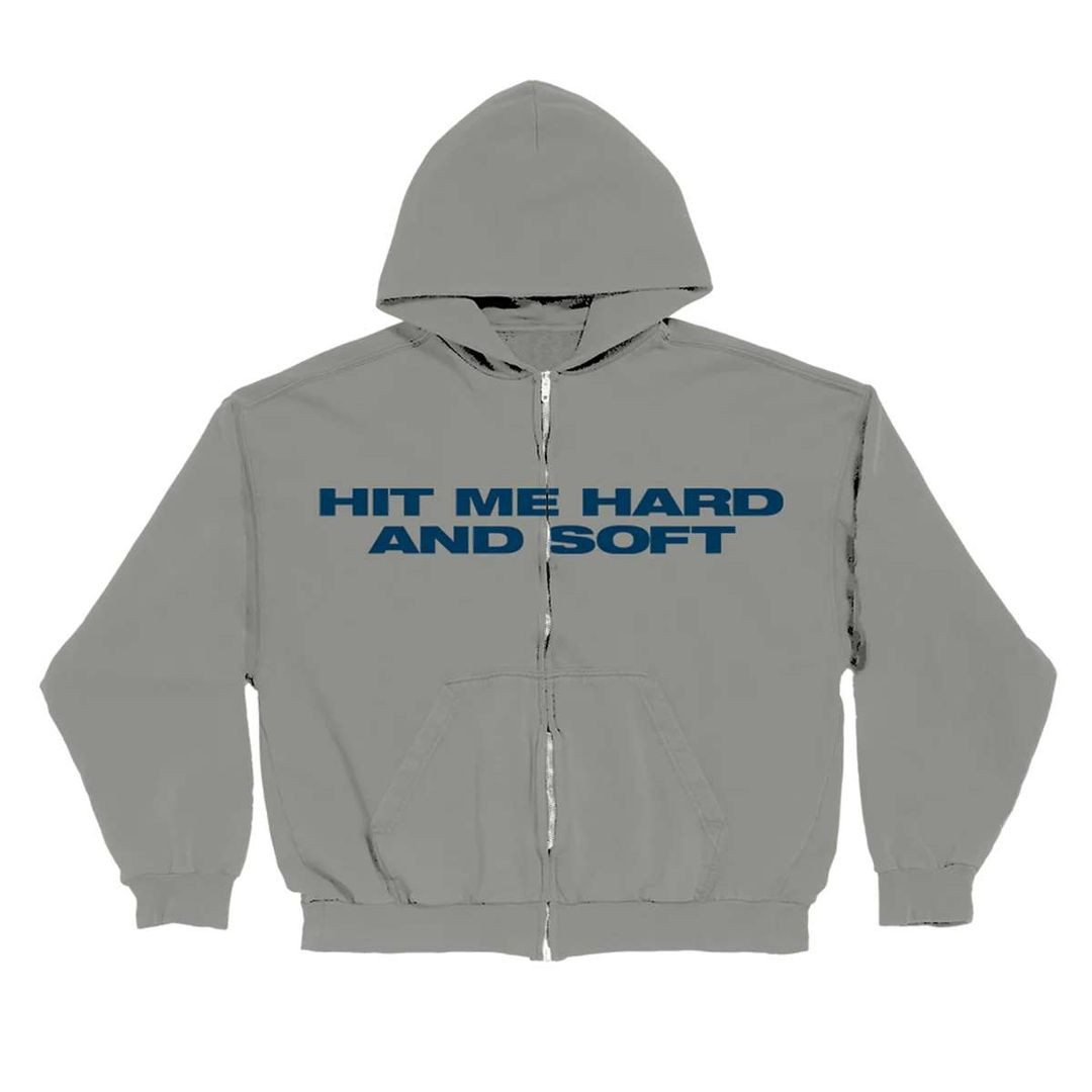 New Billie Eilish Merch Hit Me Hard And Soft Grey Zipper Hoodie