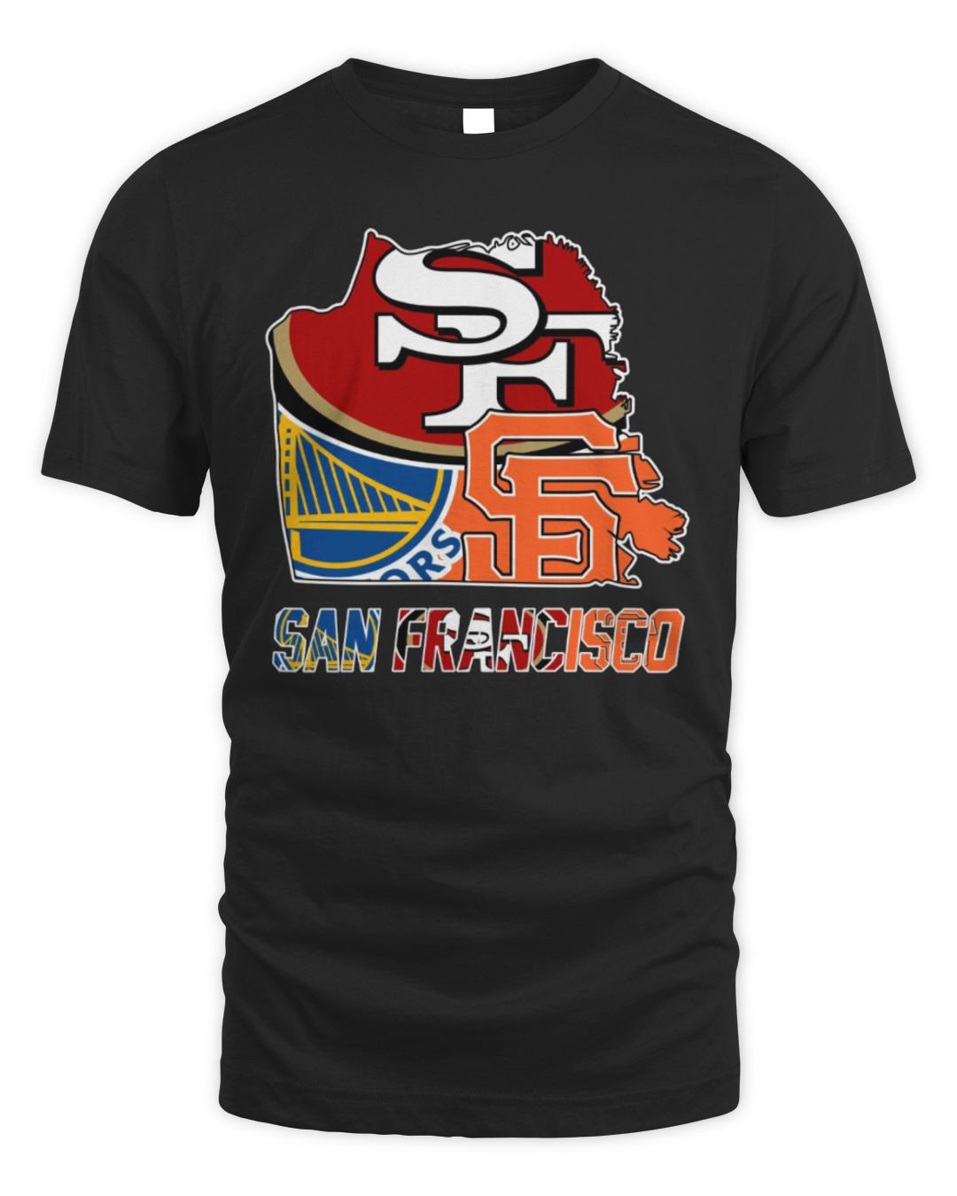 New Official San Francisco Sports Teams State Warriors And Giants Map 2024 Shirt
